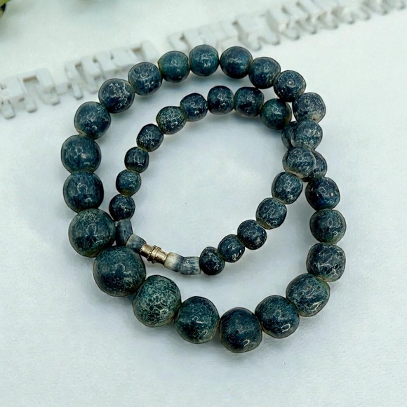 Vintage Blue Sponge Coral Graduated Necklace 16” Barrel Clasp 53.6g - Picture 14 of 17